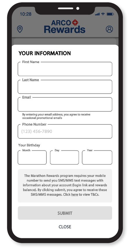 mobile screen - complete your profile