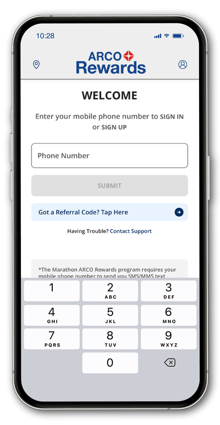 mobile screen - log into your rewards account