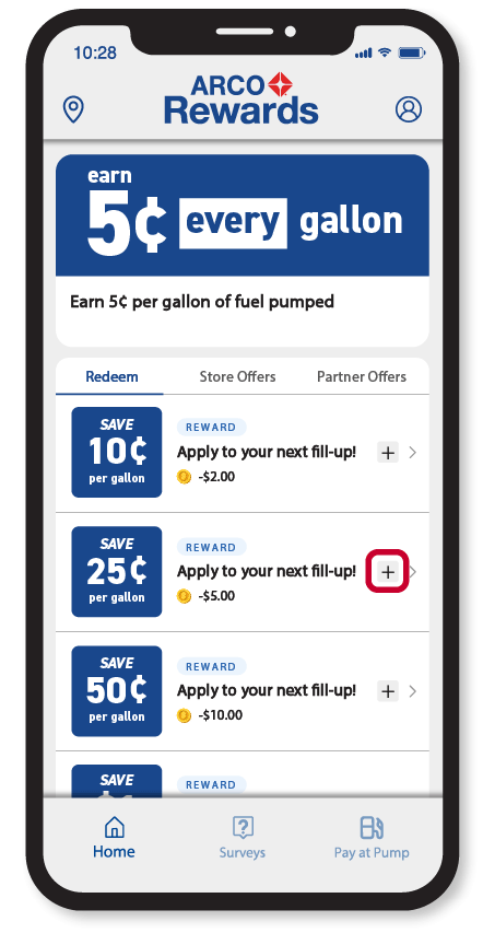 mobile screen - scroll down to the redeem section